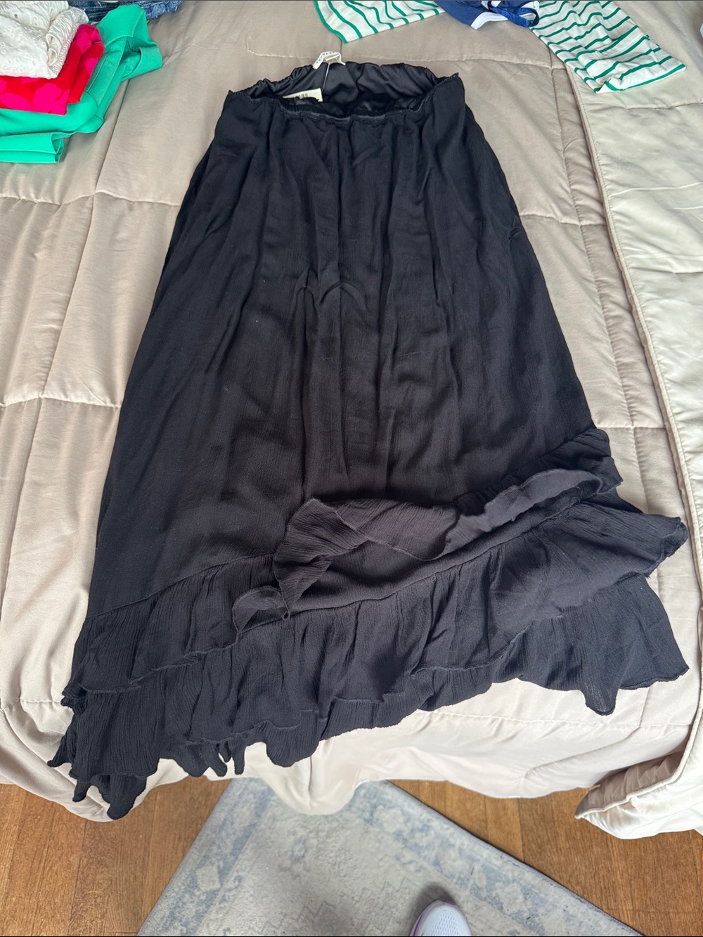 Aeropostale Black Ruffle-Hem Maxi Skirt